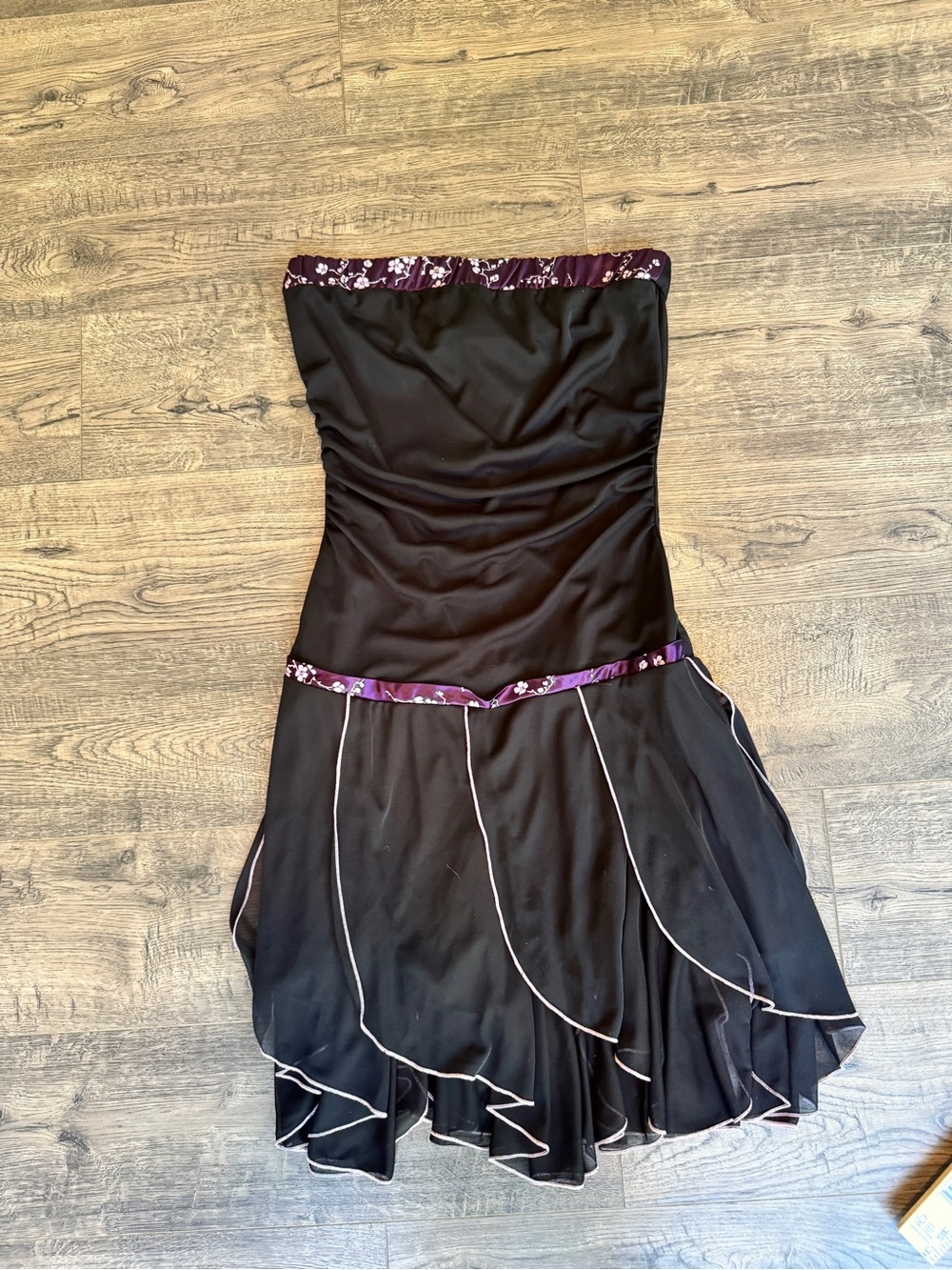 Ruby Rox Y2K fairy Black Mini Dress with Purple Trim